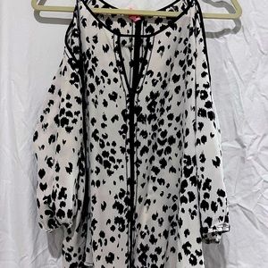 Trina Turk cold shoulder animal print blouse
